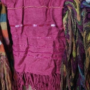 Vintage Y2K 3 Scarf 🧣 Bundle From World Market Beaded Fringe Multicolored